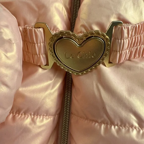Le Chic Metallic Pink Puffy Coat with Belt Bag - Picture 6 of 10